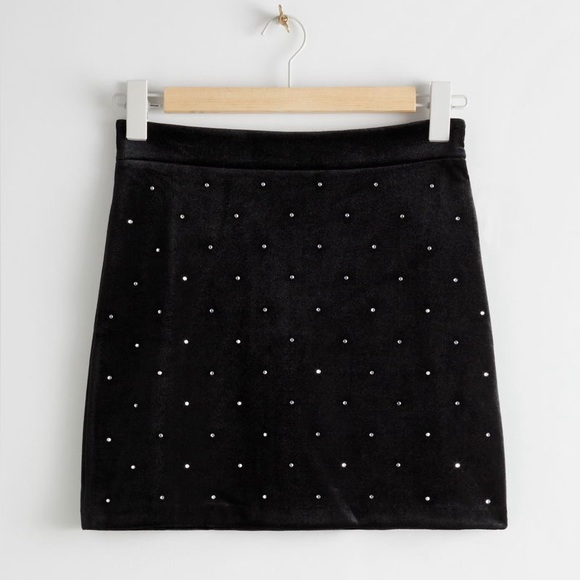 & Other Stories Dresses & Skirts - & OTHER STORIES Rhinestone Dotted Velvet Mini Skirt